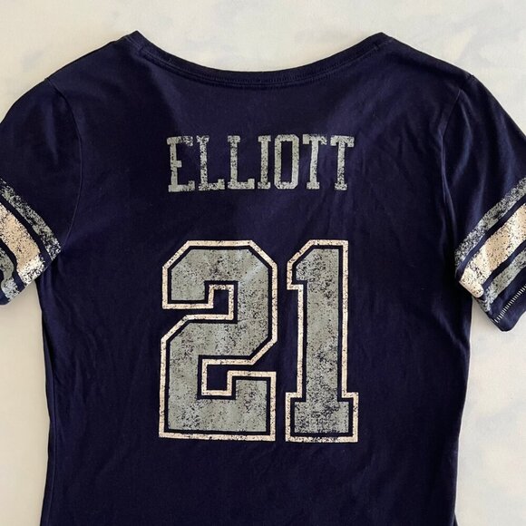 Dallas Cowboys NFL Cotton Lace Up Elliott 21 Short Sleeve Shirt - Picture 5 of 7